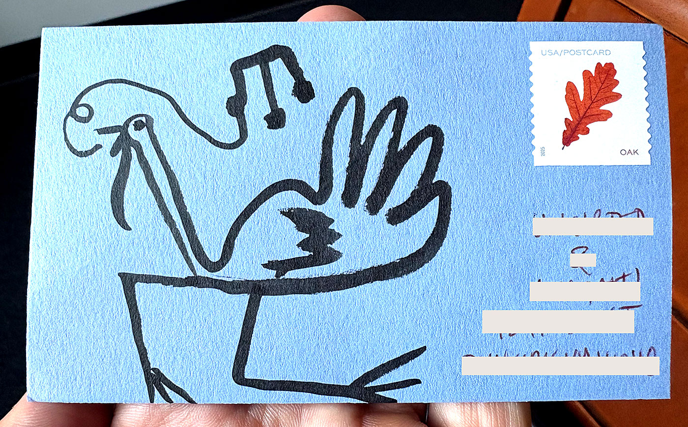 Postcard drawing sent to send cheer