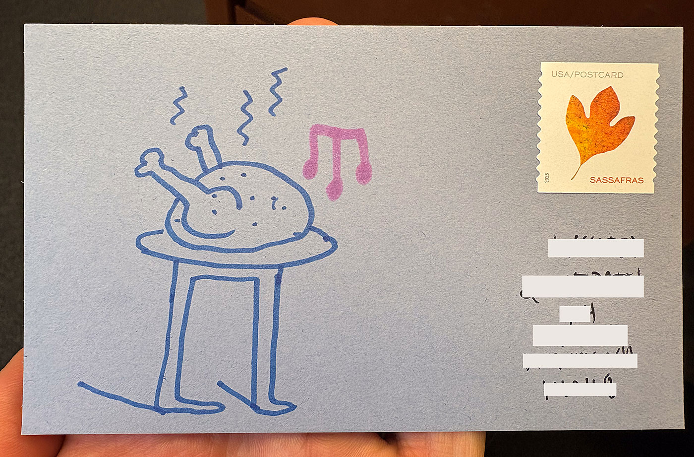 Postcard drawing sent to send cheer