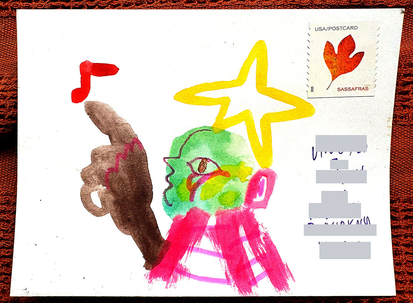 Postcard drawing sent to send cheer