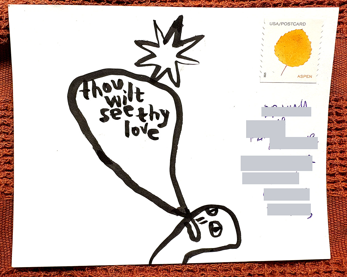 Postcard drawing sent to send cheer
