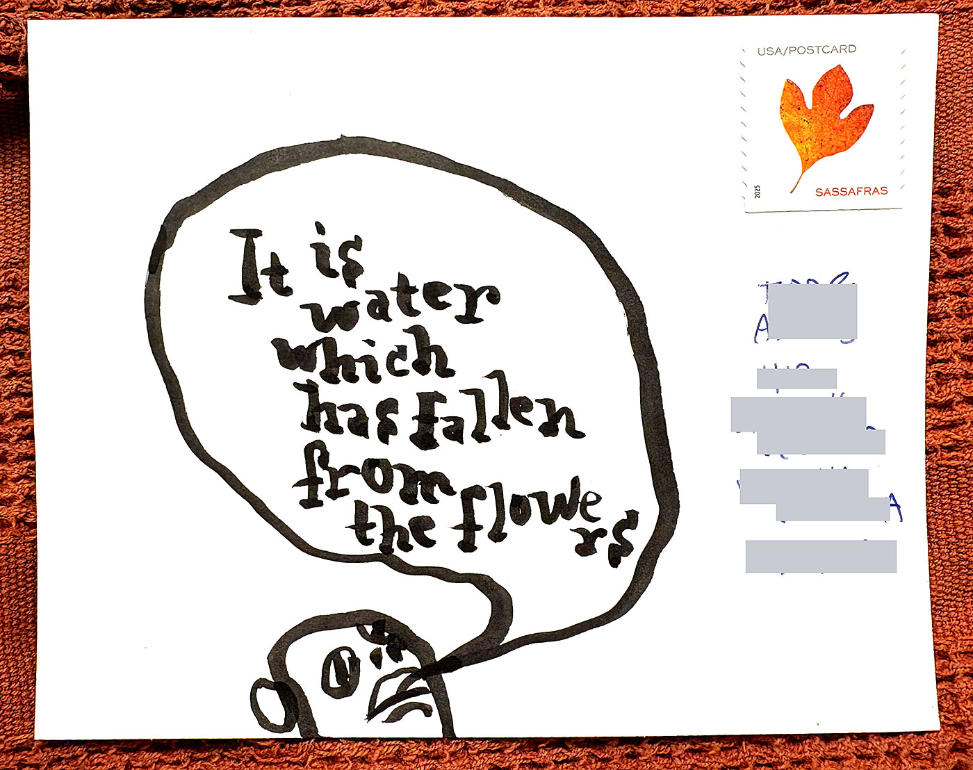 Postcard drawing sent to send cheer