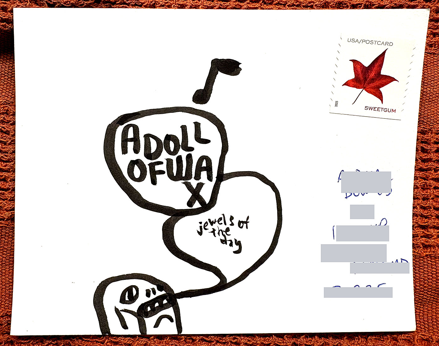 Postcard drawing sent to send cheer