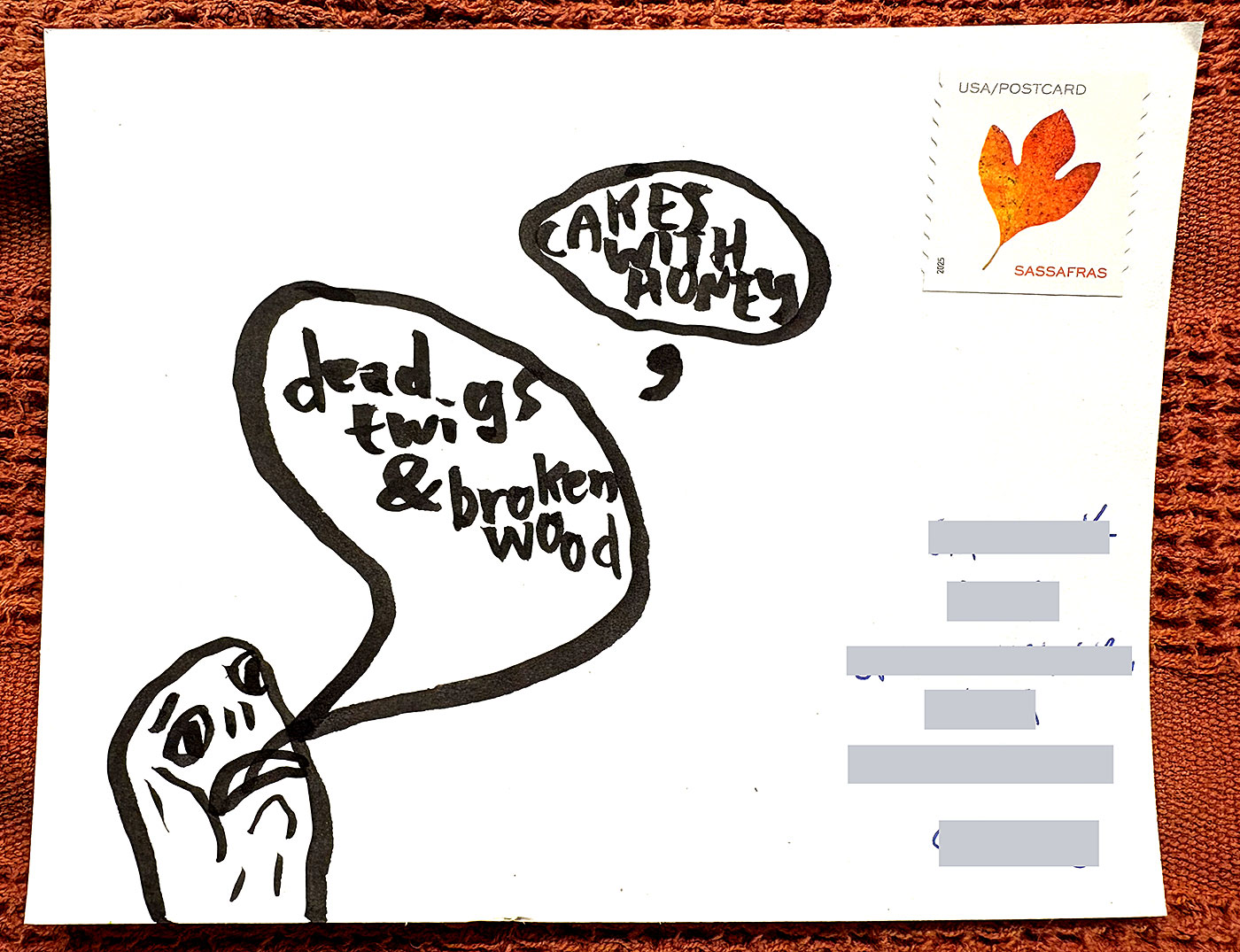 Postcard drawing sent to send cheer