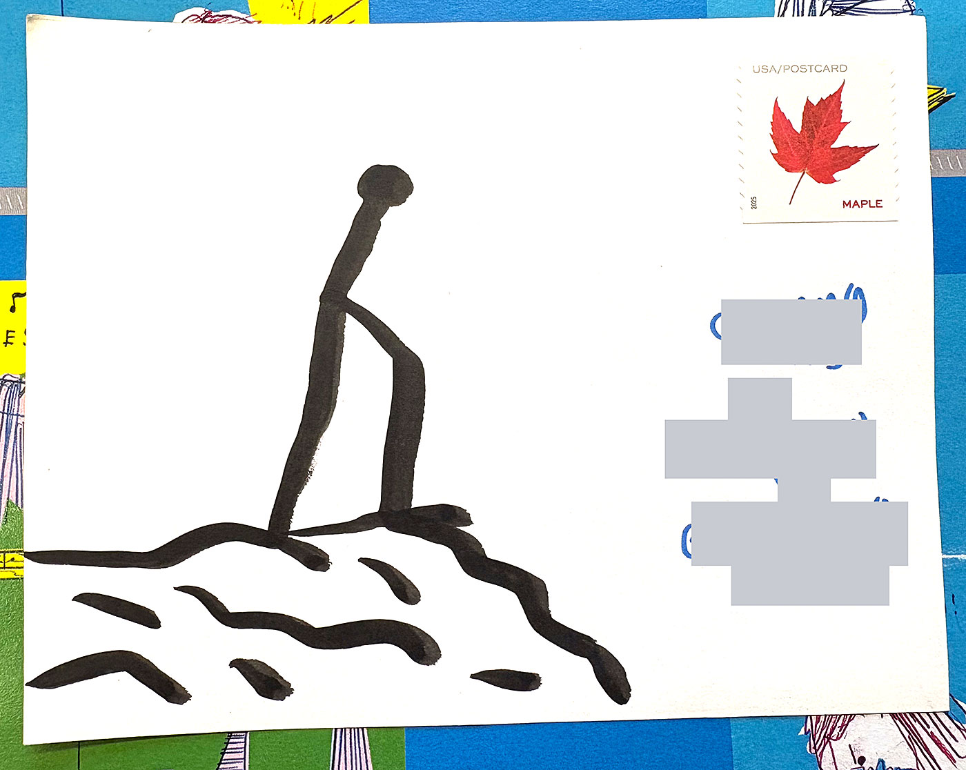 Postcard drawing sent to send cheer