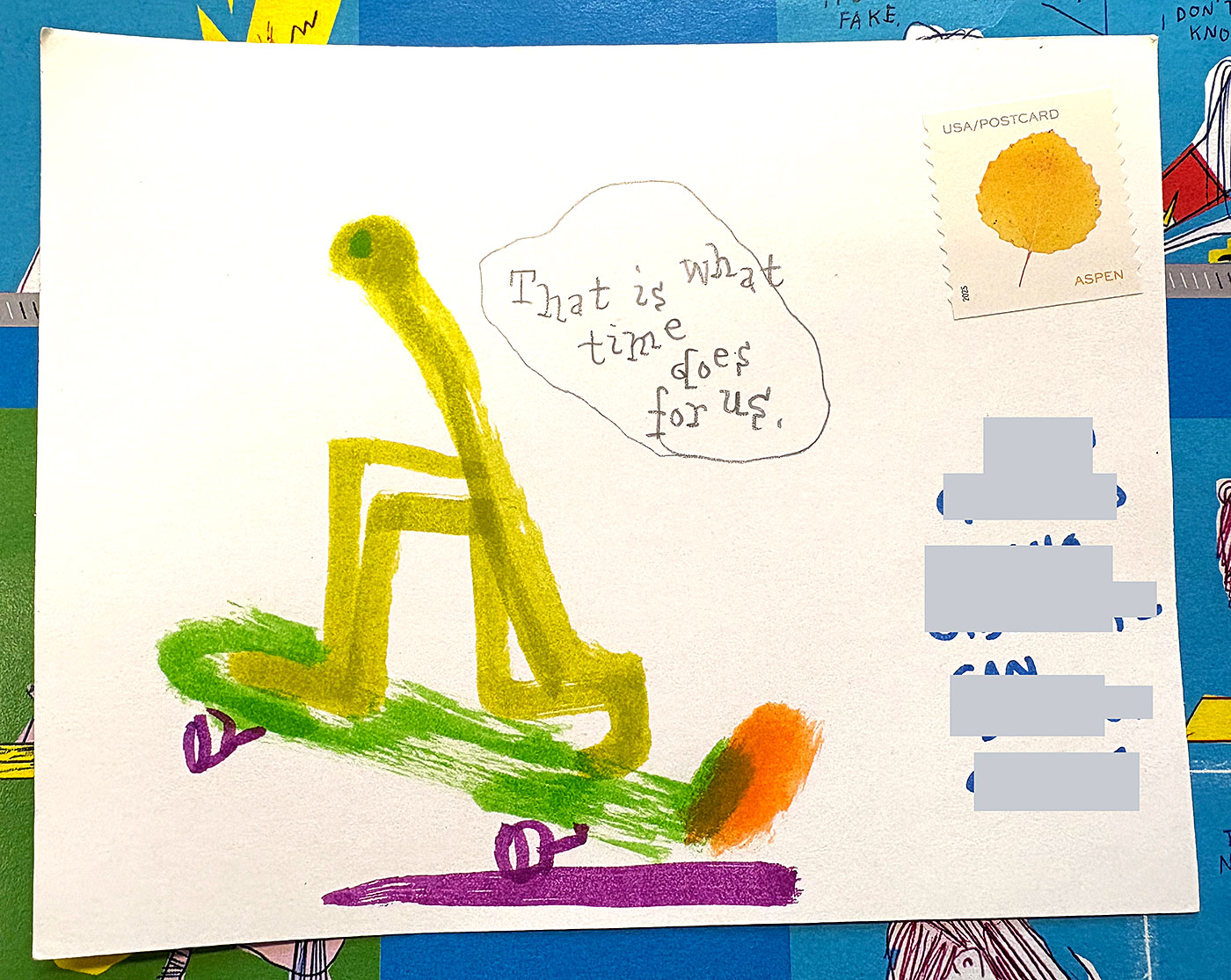 Postcard drawing sent to send cheer