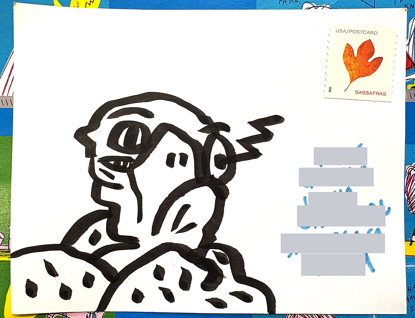 Postcard drawing sent to send cheer