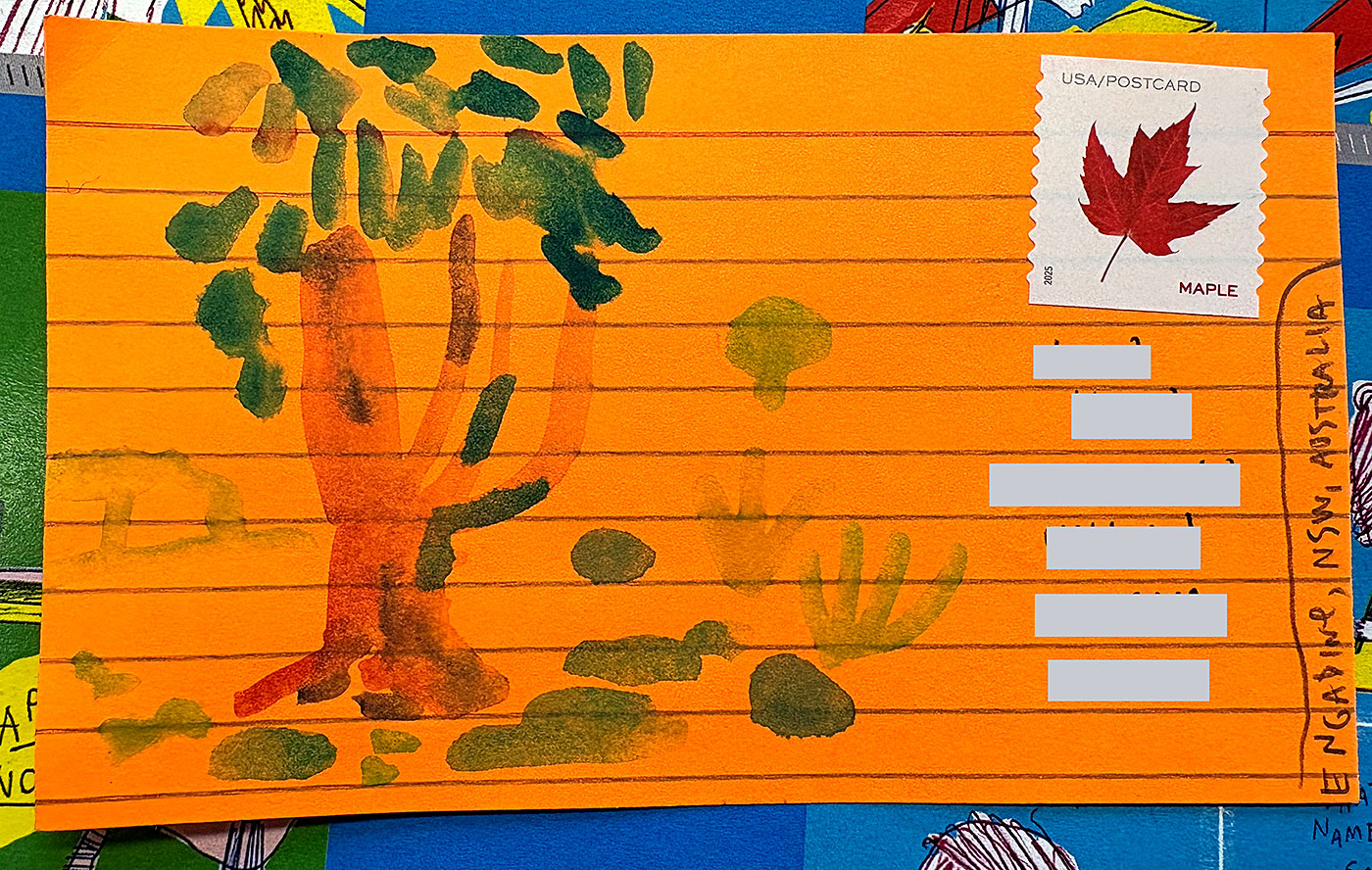 Postcard drawing sent to send cheer