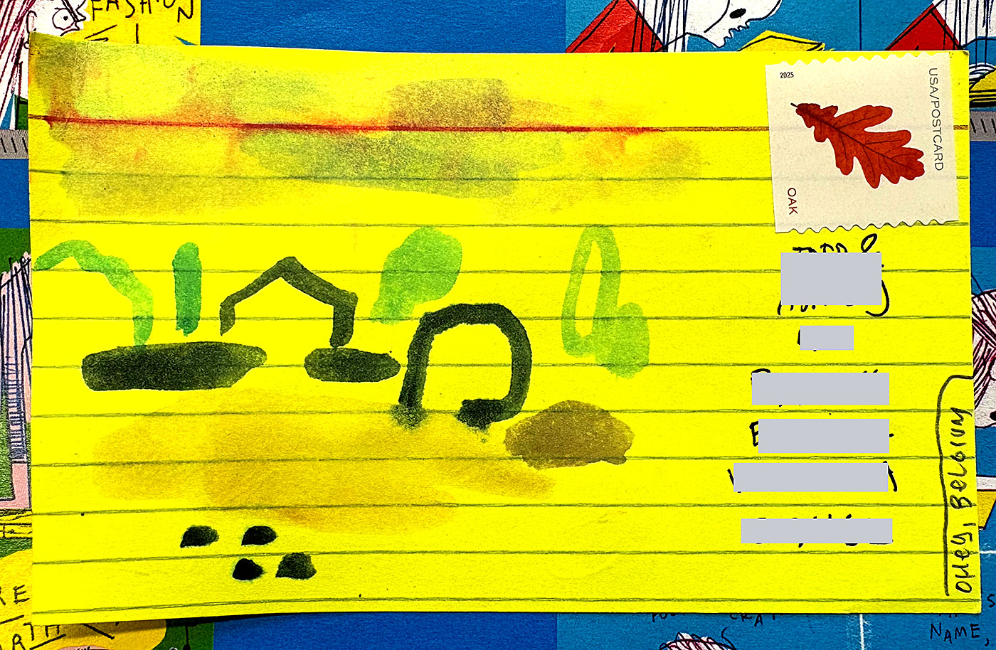 Postcard drawing sent to send cheer
