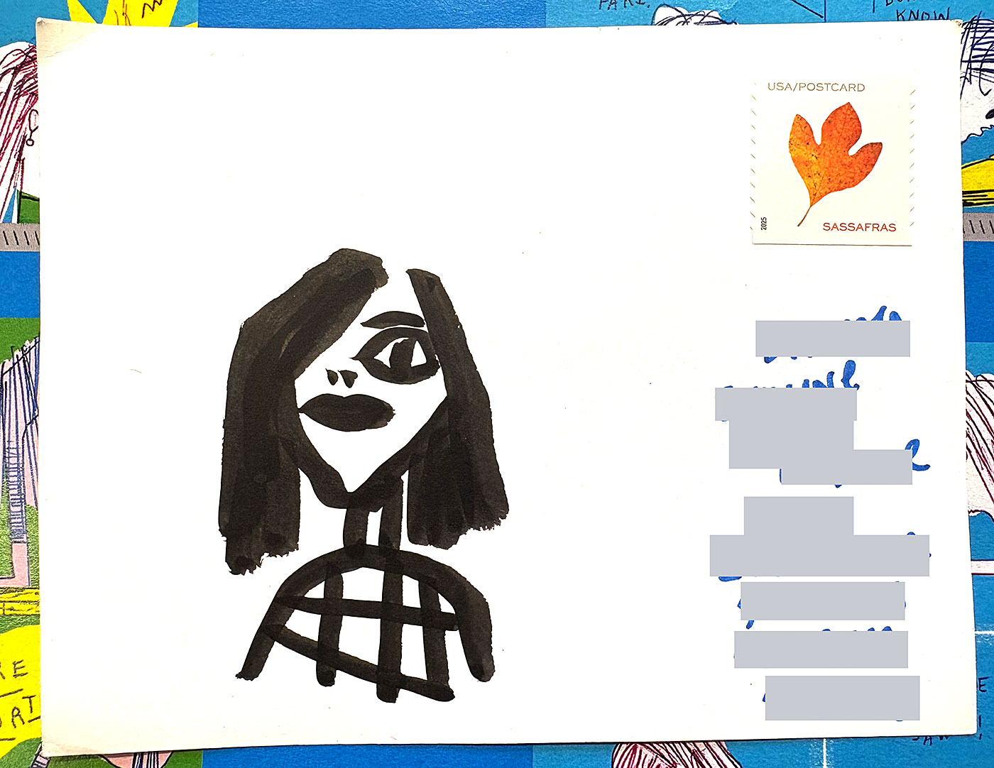 Postcard drawing sent to send cheer