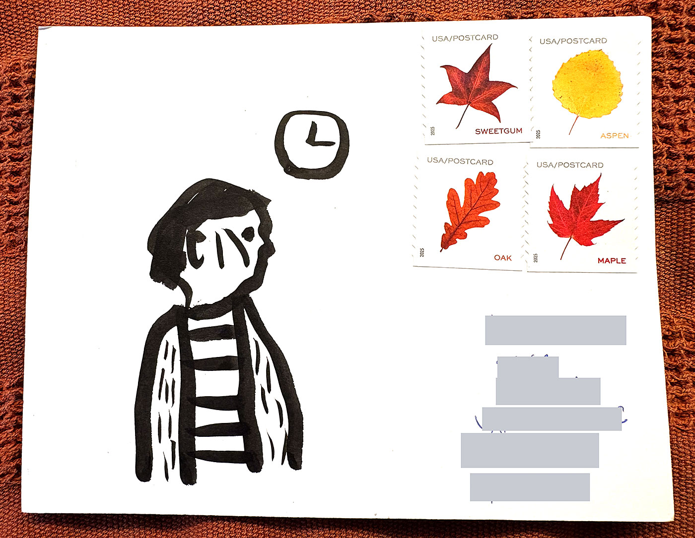 Postcard drawing sent to send cheer