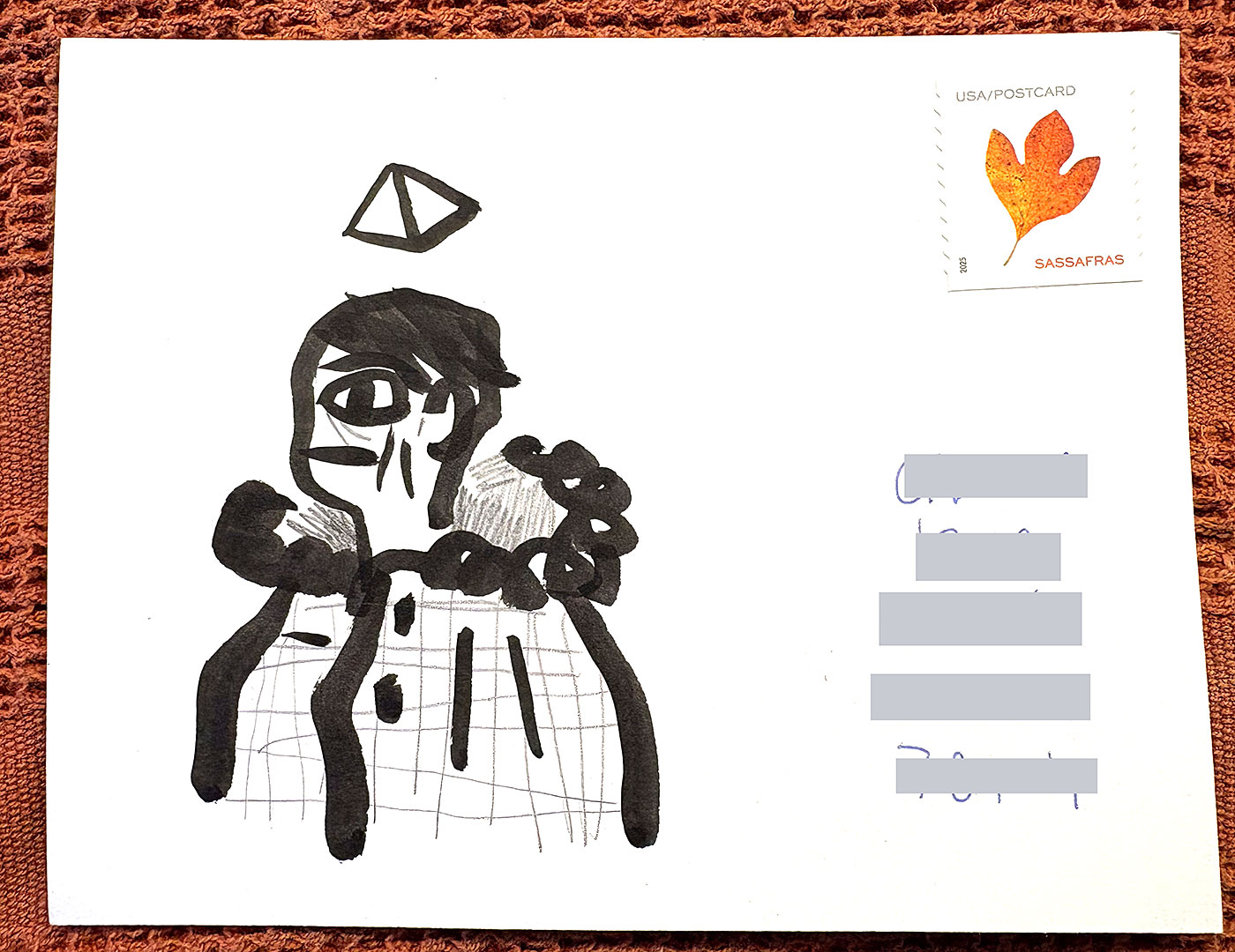 Postcard drawing sent to send cheer