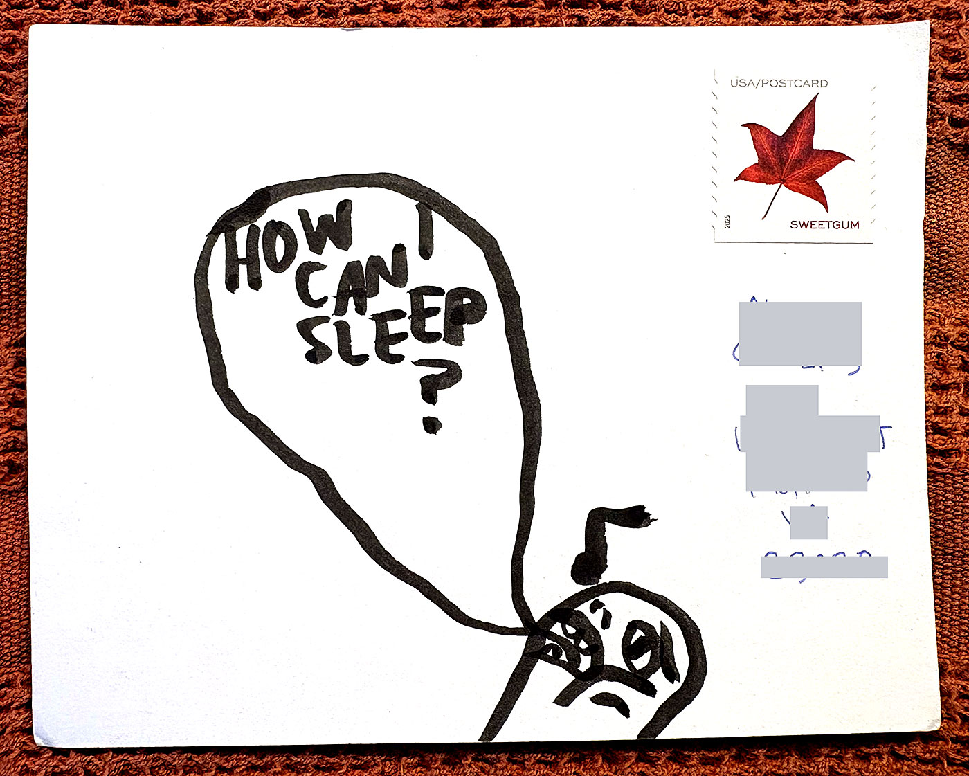 Postcard drawing sent to send cheer