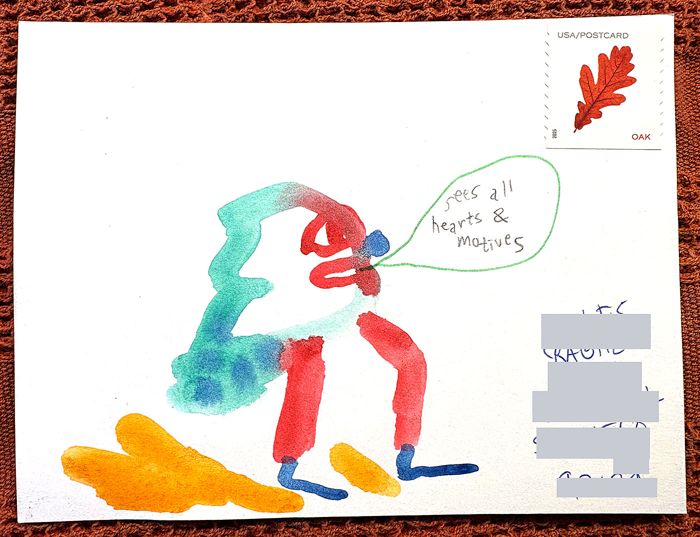 Postcard drawing sent to send cheer