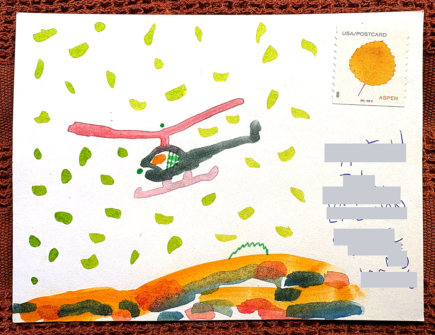 Postcard drawing sent to send cheer