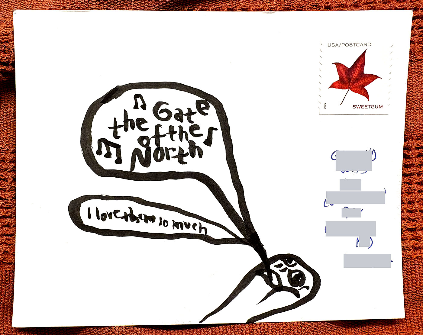 Postcard drawing sent to send cheer