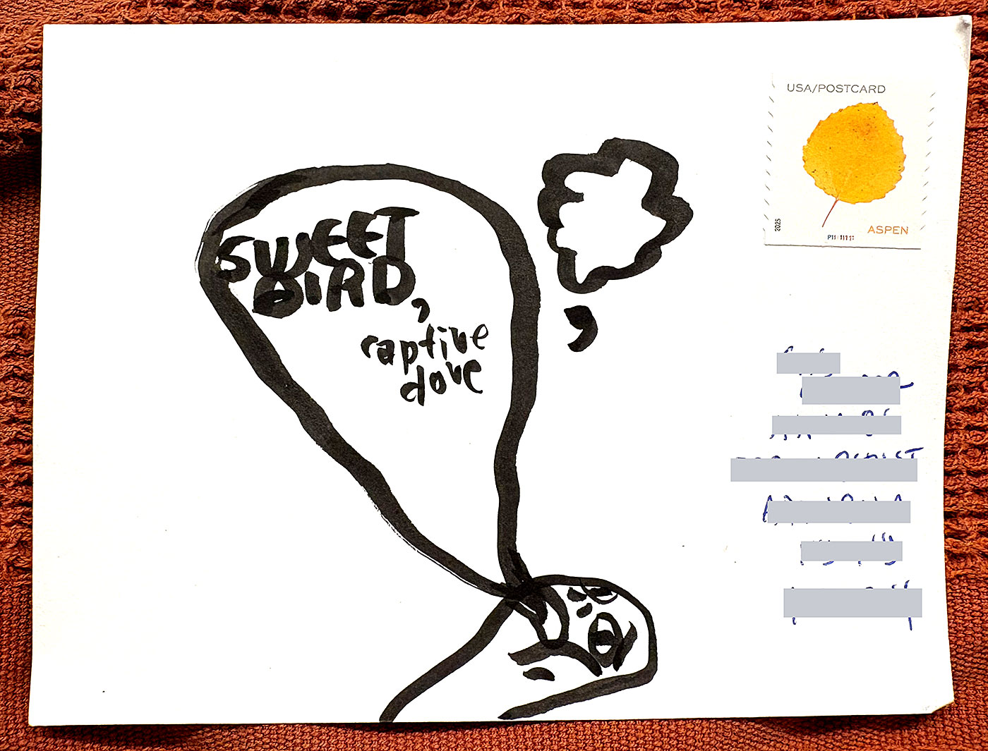 Postcard drawing sent to send cheer