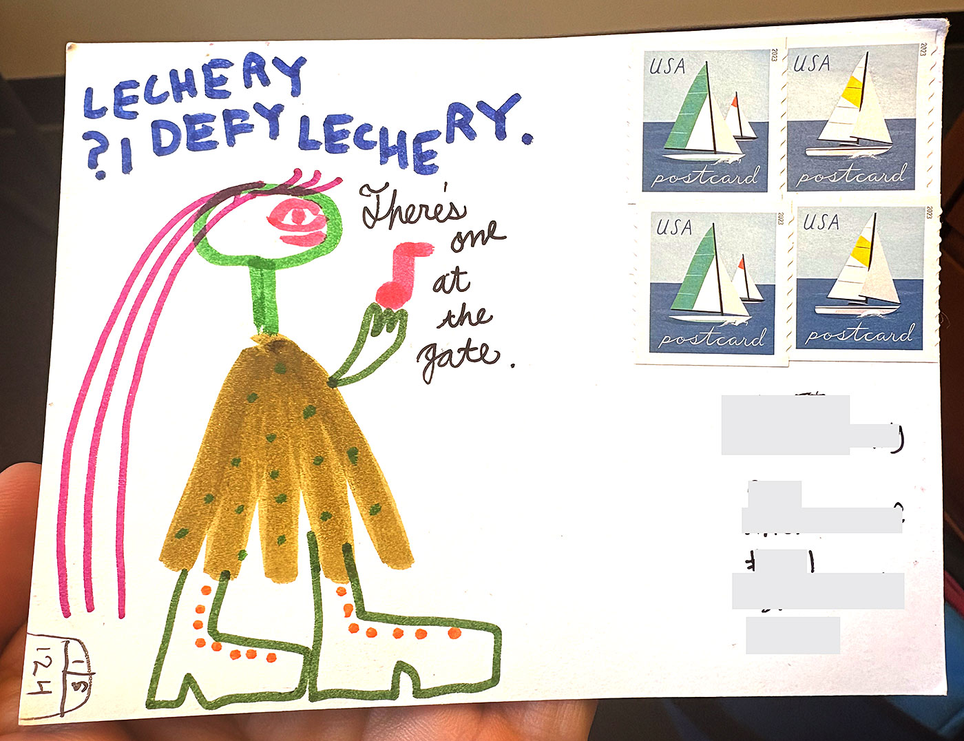 Postcard drawing sent to send cheer