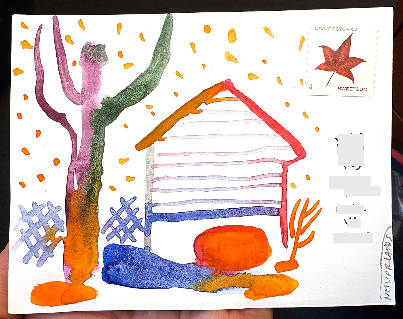 Postcard drawing sent to send cheer