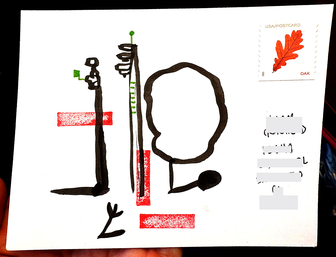 Postcard drawing sent to send cheer