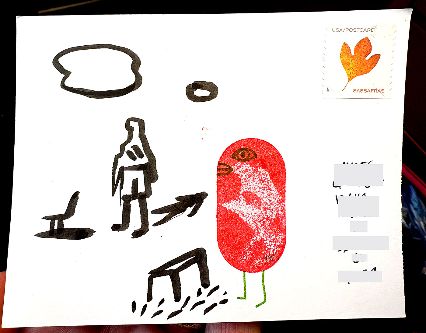 Postcard drawing sent to send cheer