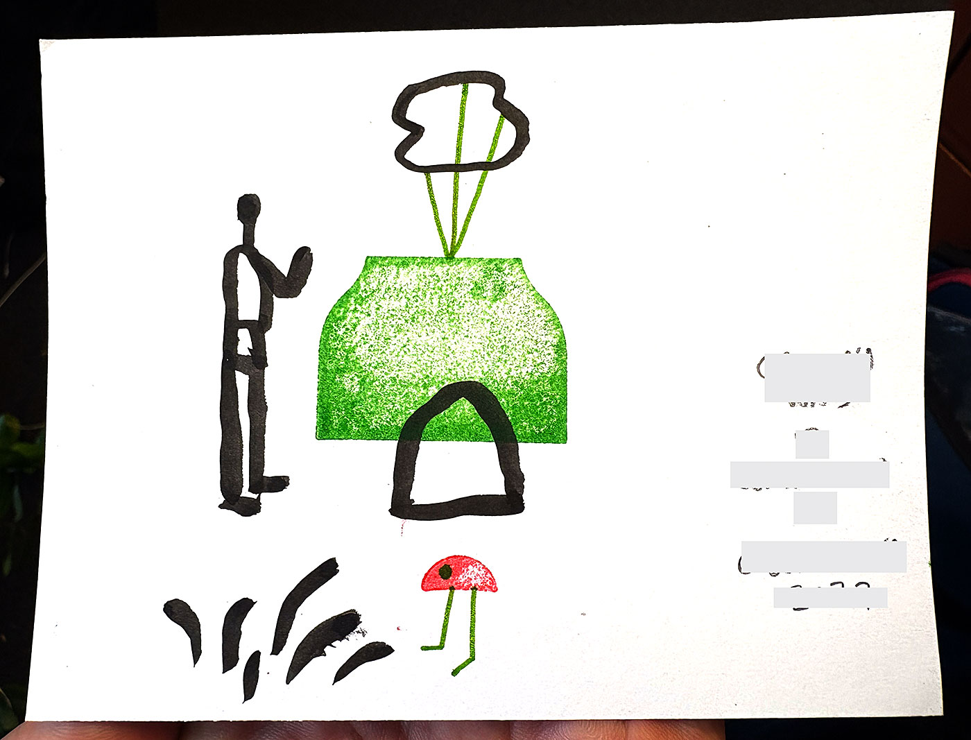Postcard drawing sent to send cheer