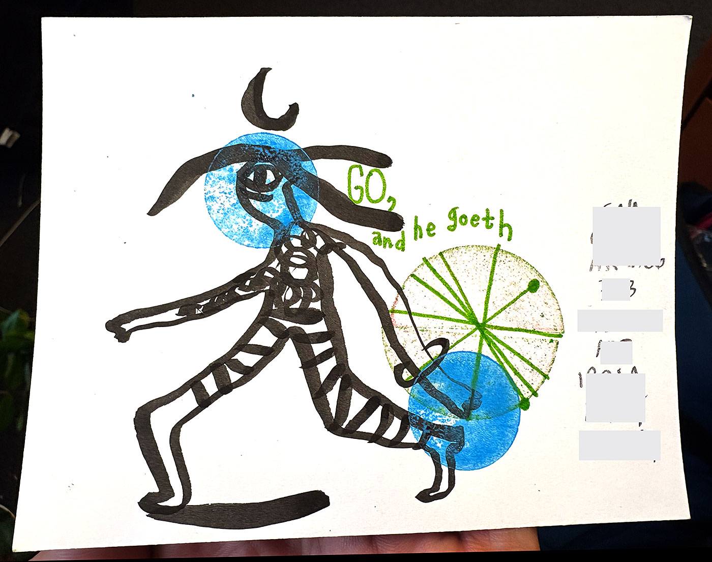 Postcard drawing sent to send cheer