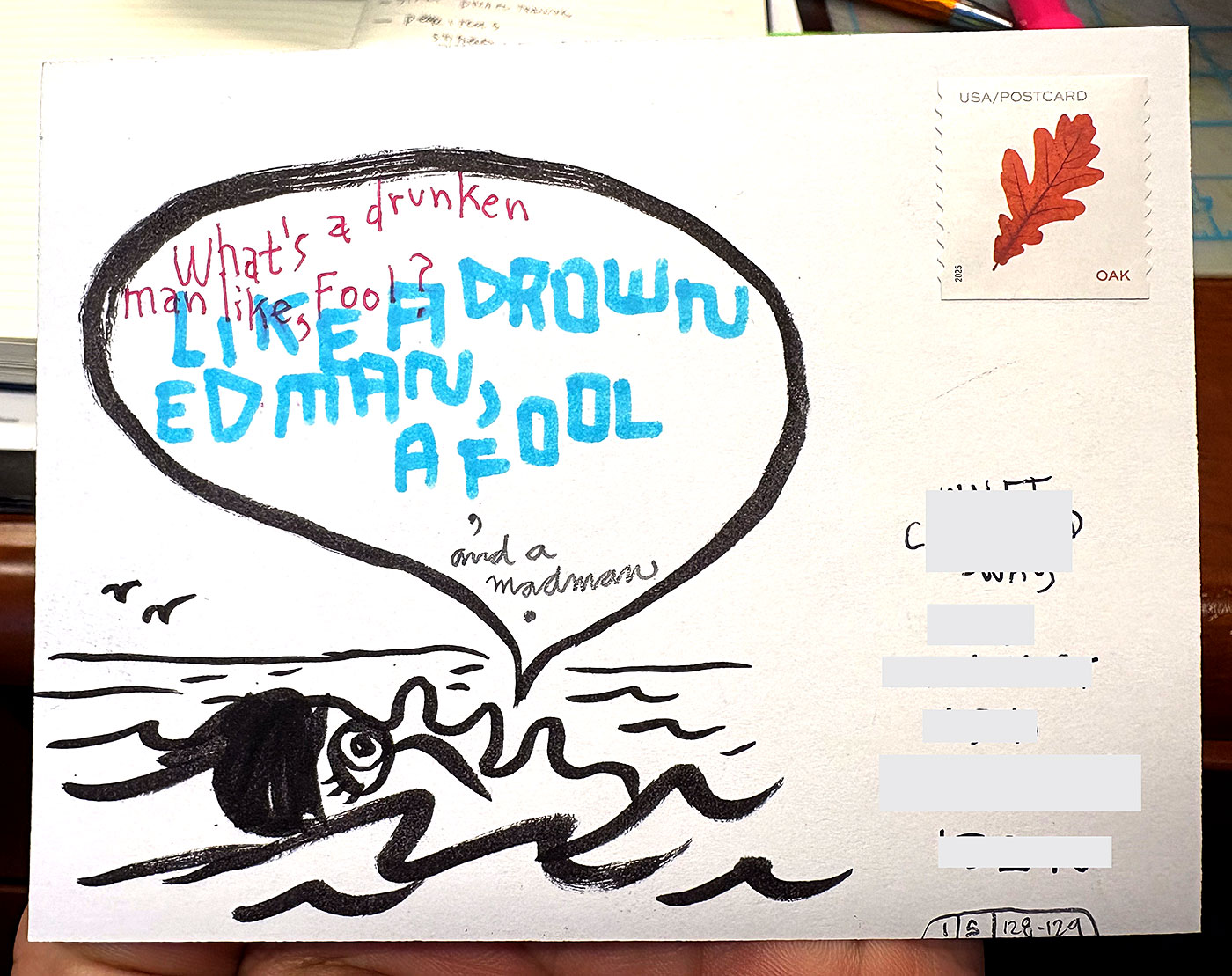 Postcard drawing sent to send cheer