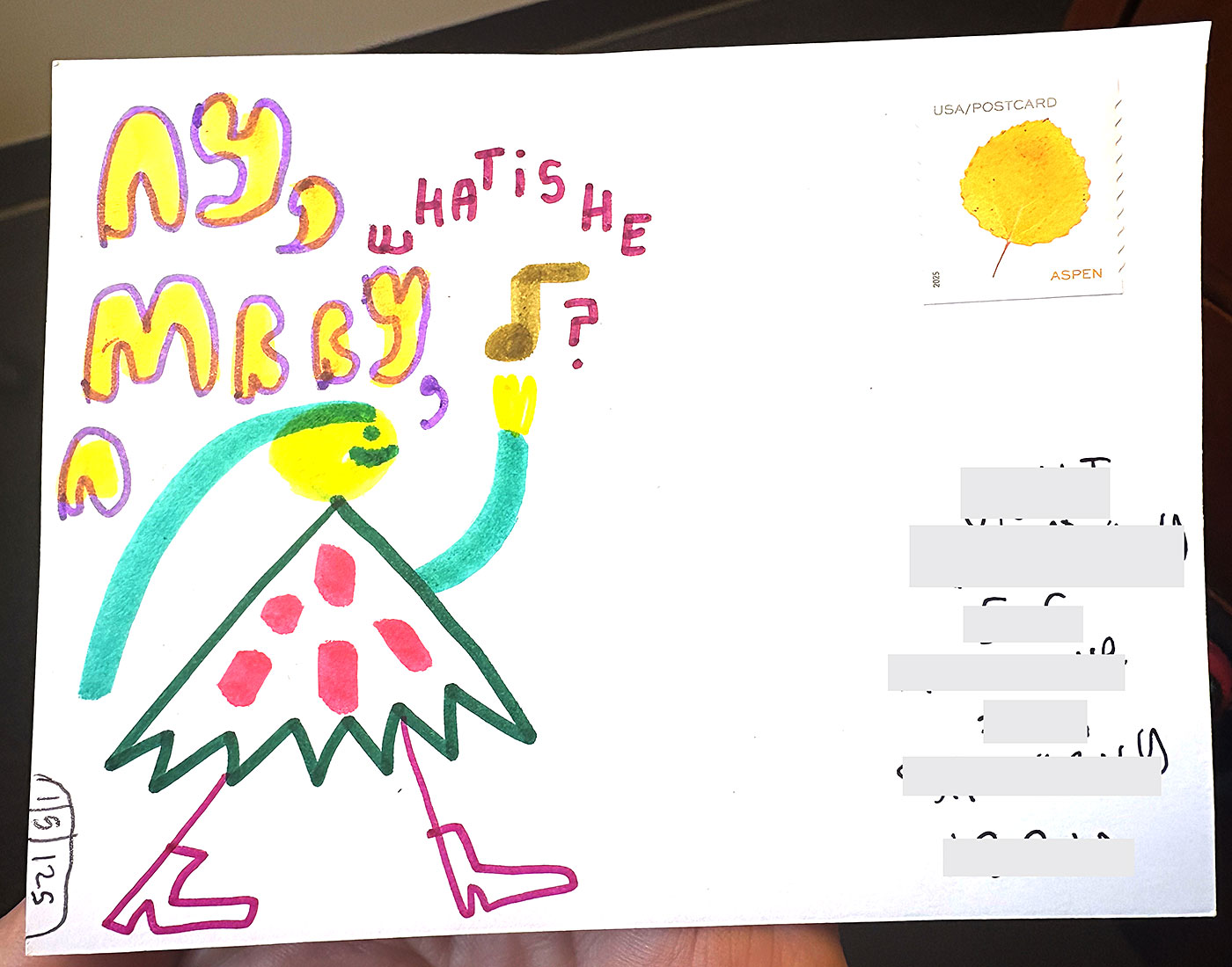 Postcard drawing sent to send cheer