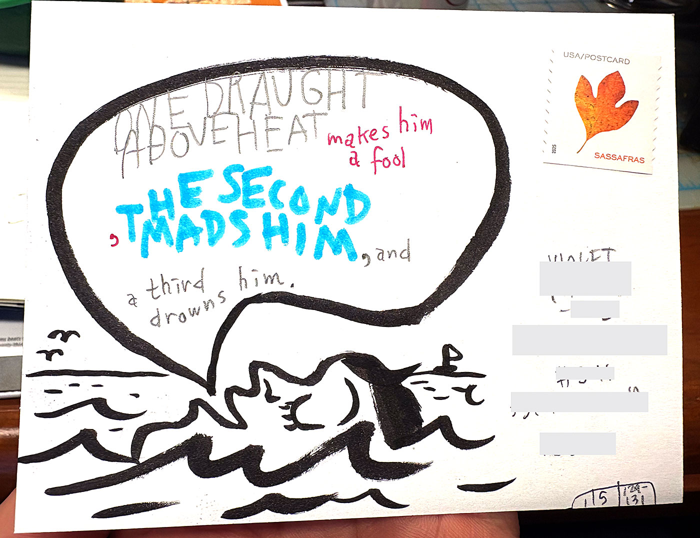 Postcard drawing sent to send cheer