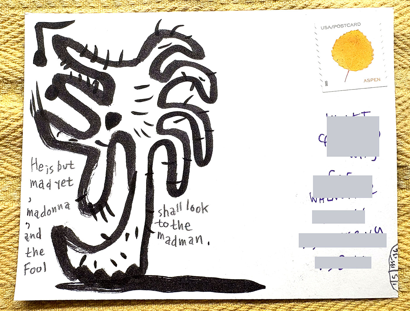 Postcard drawing sent to send cheer