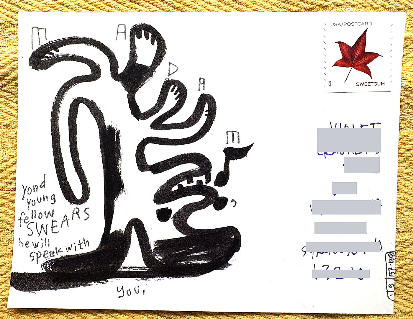 Postcard drawing sent to send cheer
