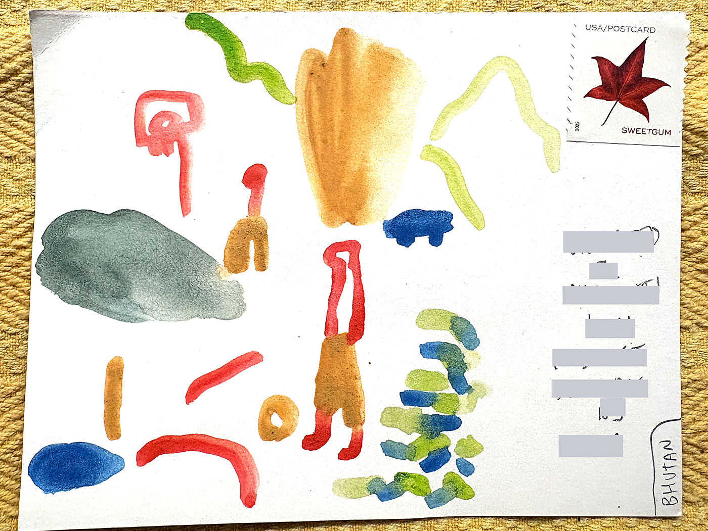 Postcard drawing sent to send cheer
