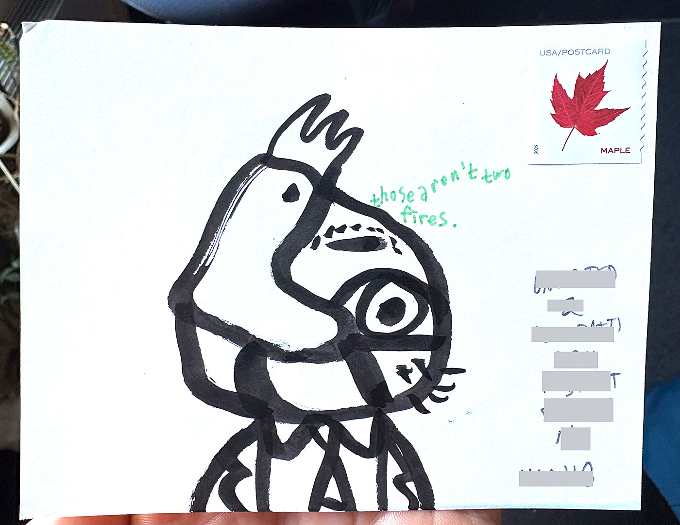 Postcard drawing sent to send cheer