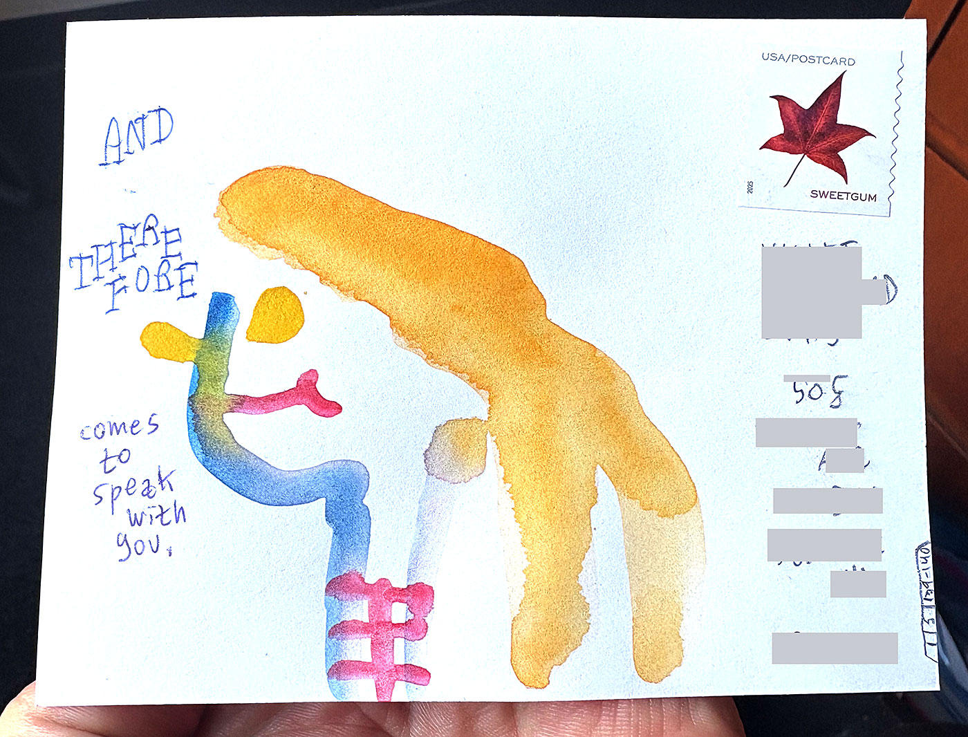 Postcard drawing sent to send cheer