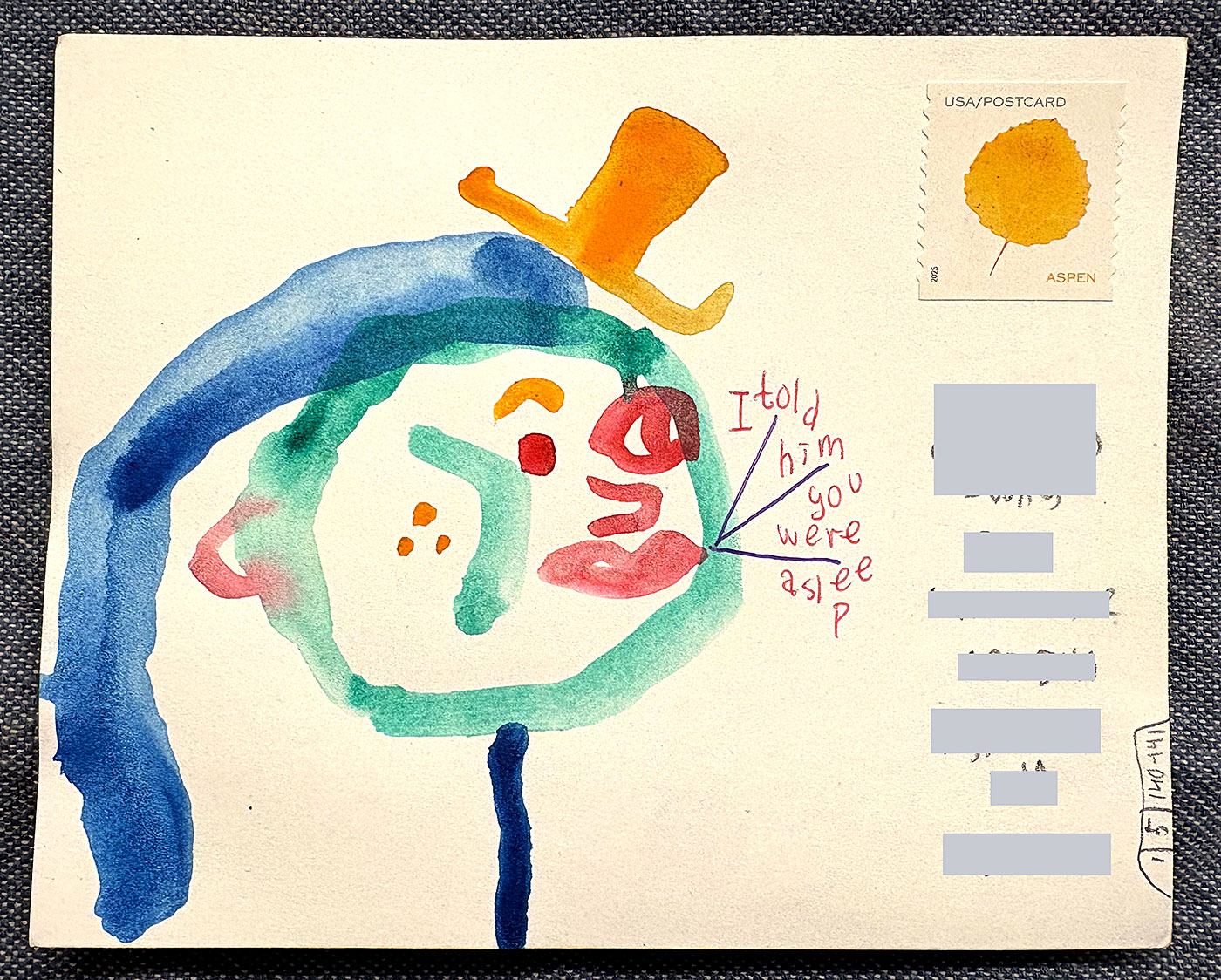 Postcard drawing sent to send cheer
