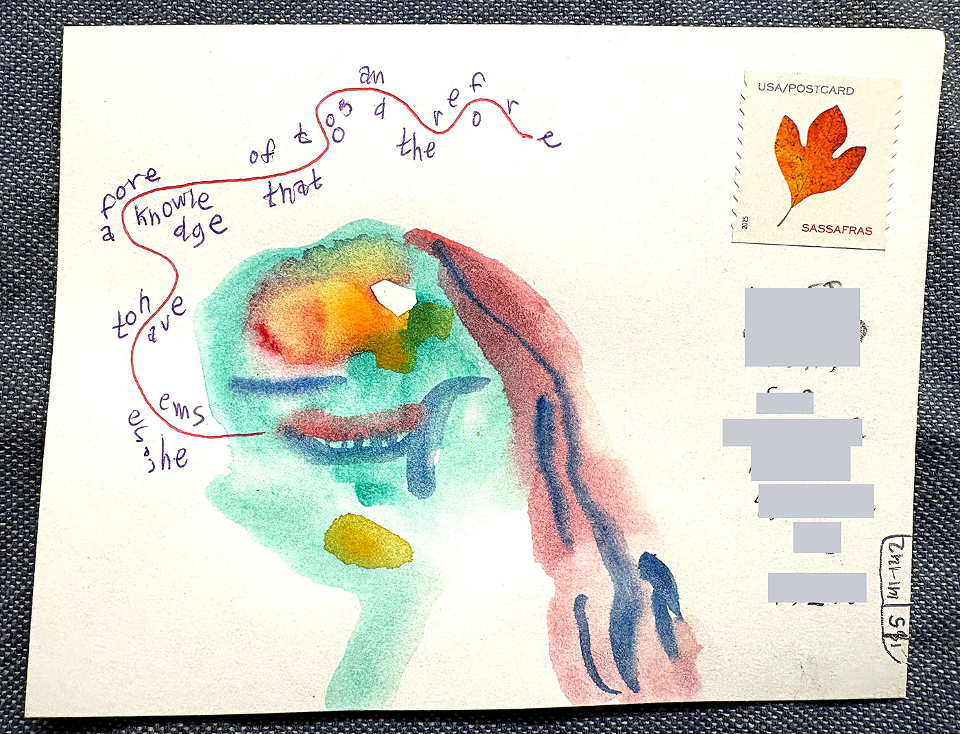 Postcard drawing sent to send cheer