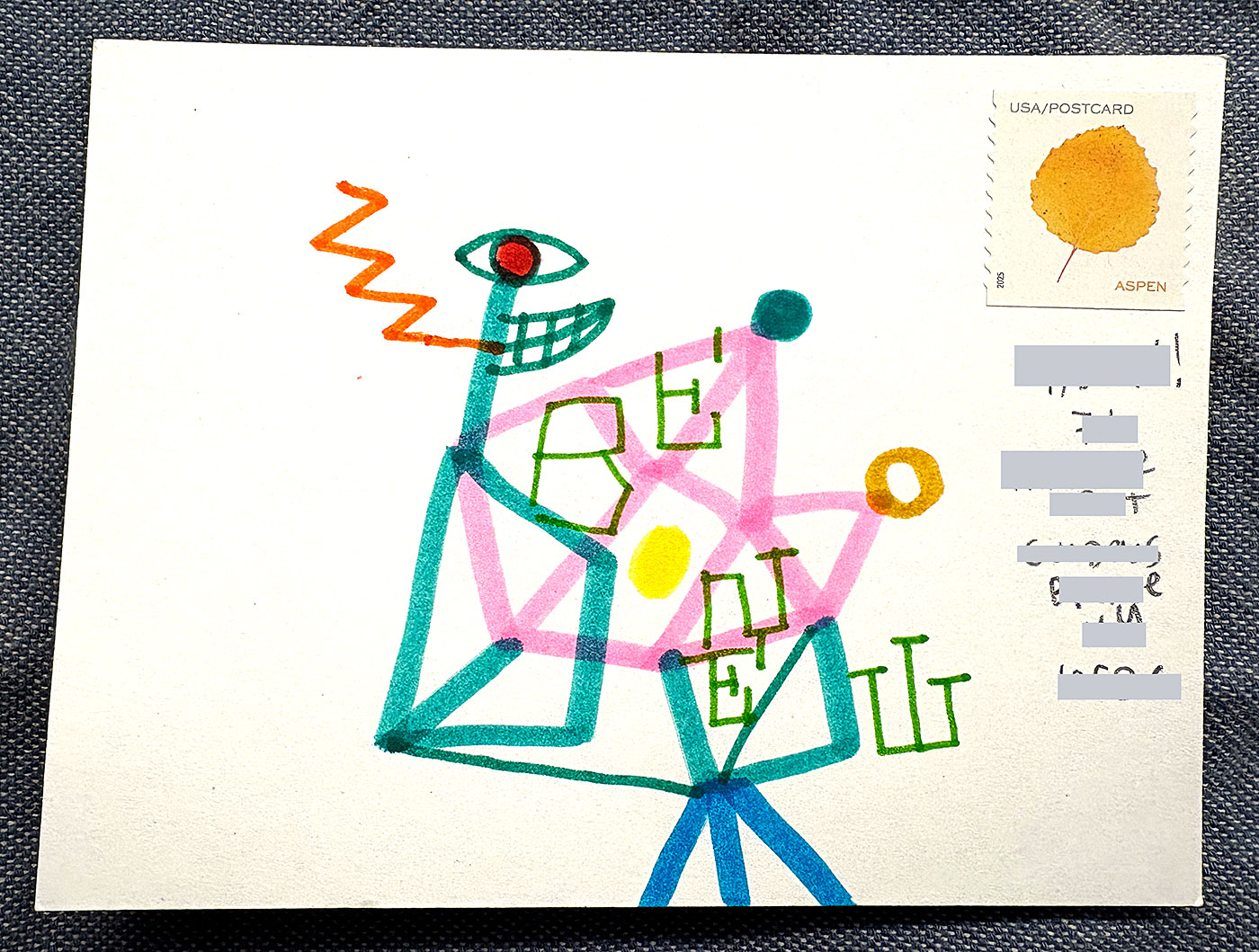 Postcard drawing sent to send cheer