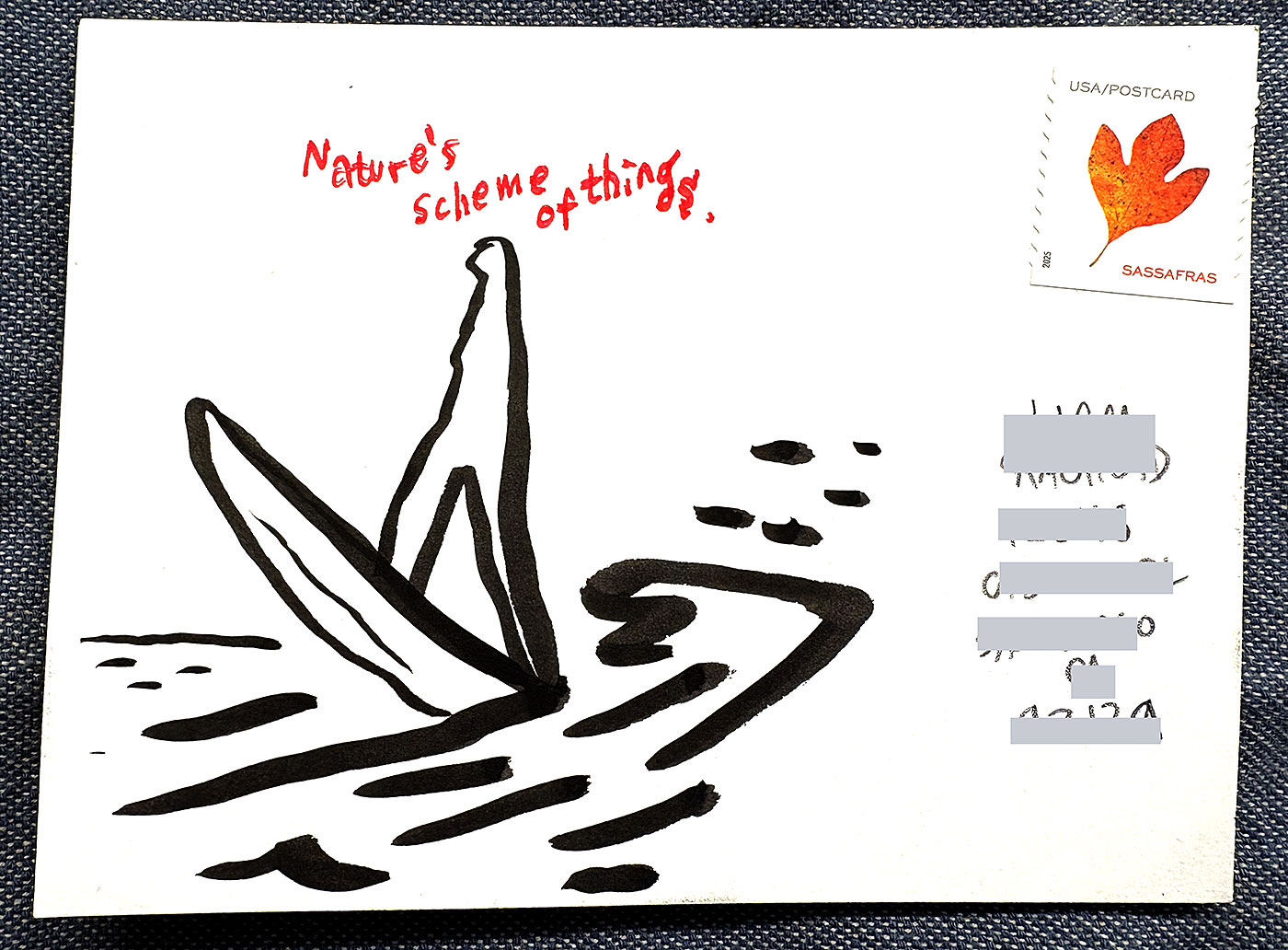 Postcard drawing sent to send cheer