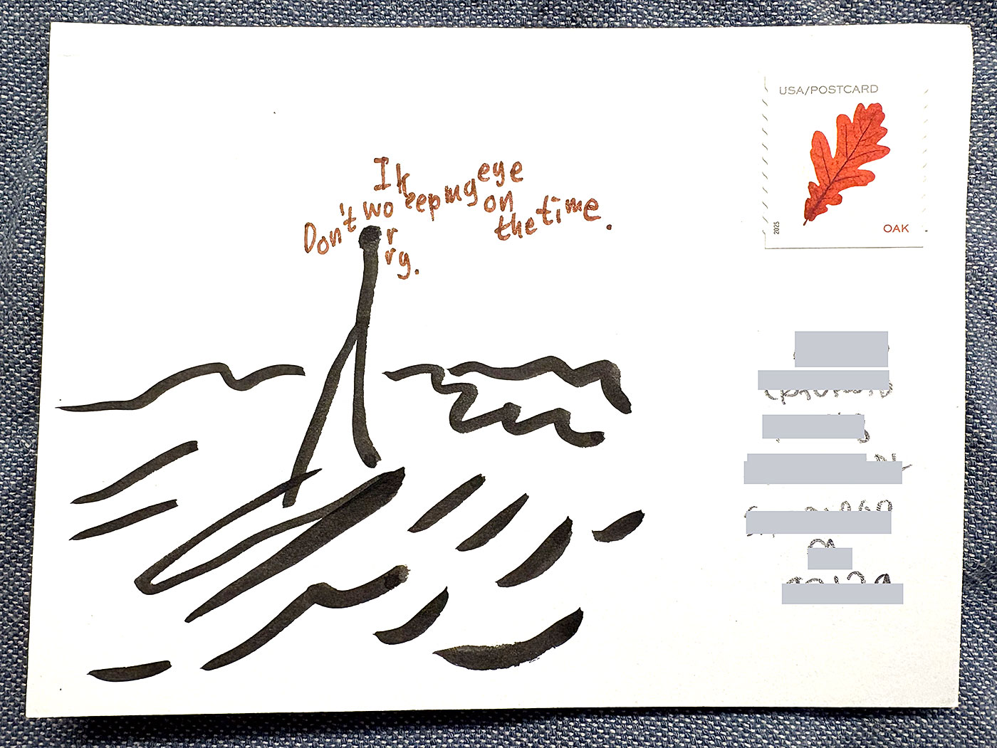 Postcard drawing sent to send cheer