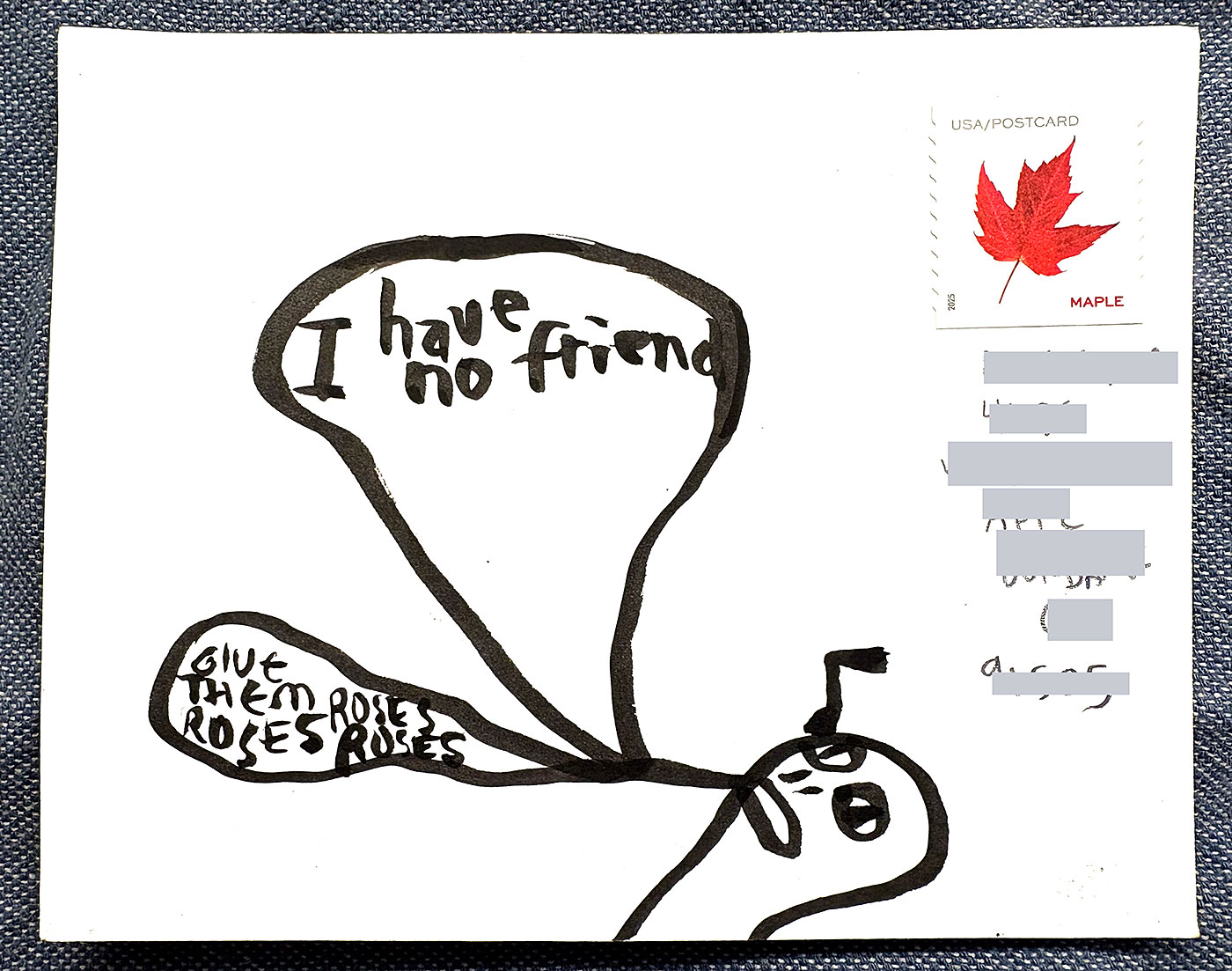 Postcard drawing sent to send cheer