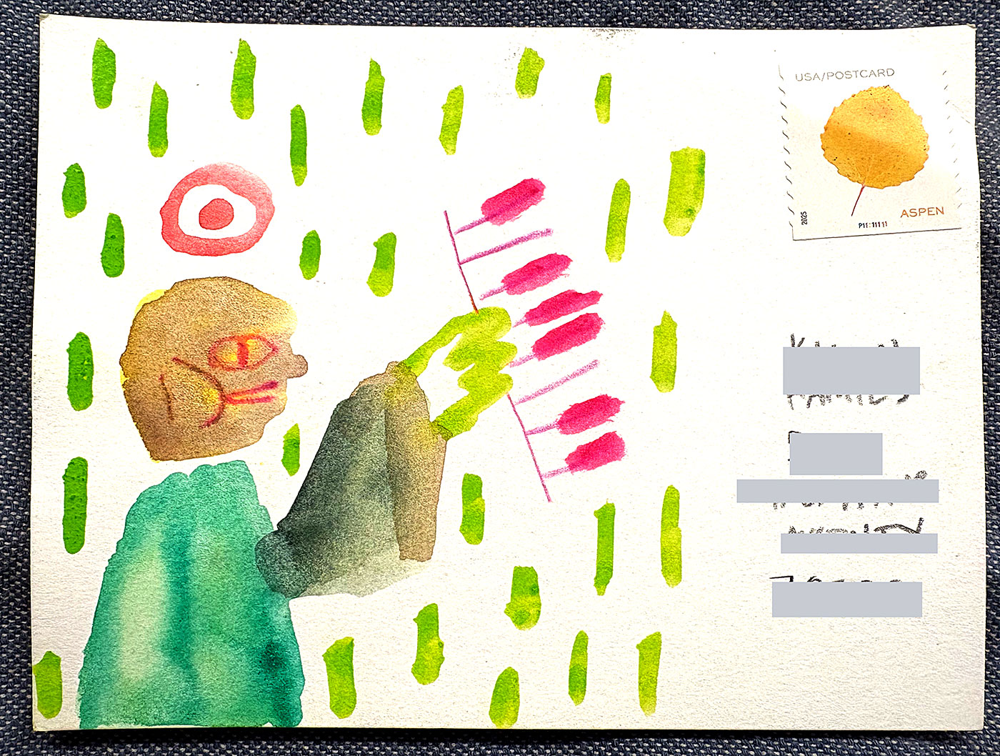Postcard drawing sent to send cheer