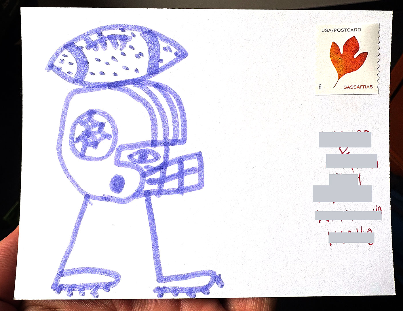 Postcard drawing sent to send cheer
