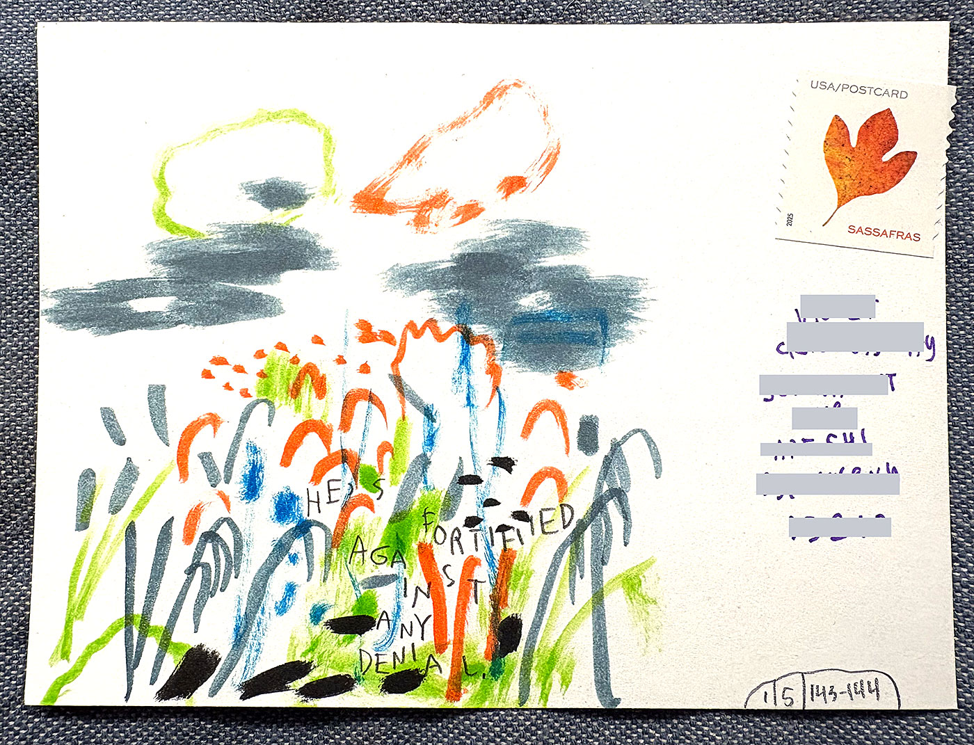 Postcard drawing sent to send cheer