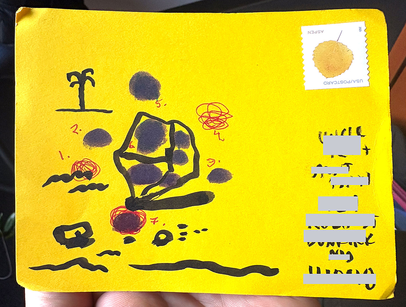 Postcard drawing sent to send cheer