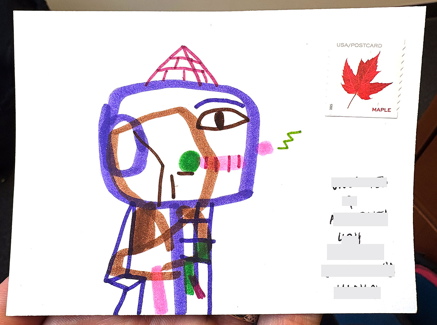Postcard drawing sent to send cheer