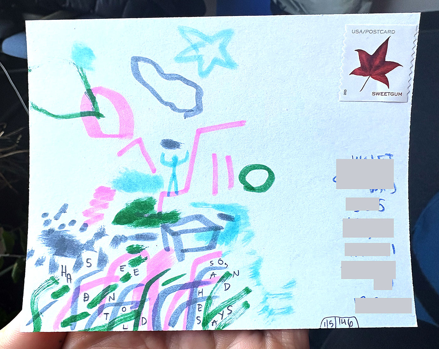 Postcard drawing sent to send cheer