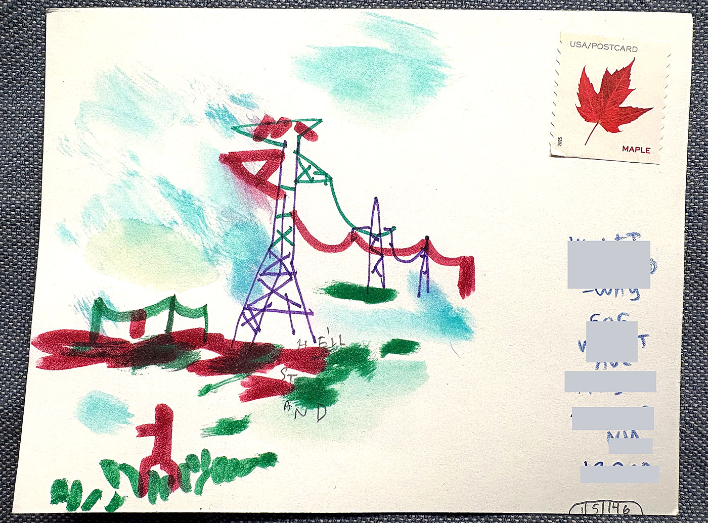 Postcard drawing sent to send cheer