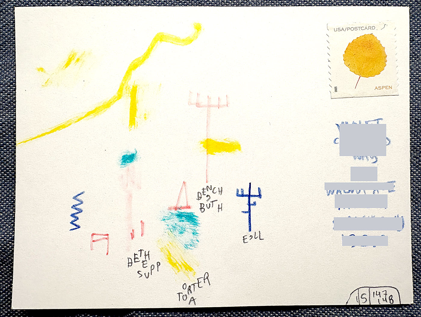 Postcard drawing sent to send cheer