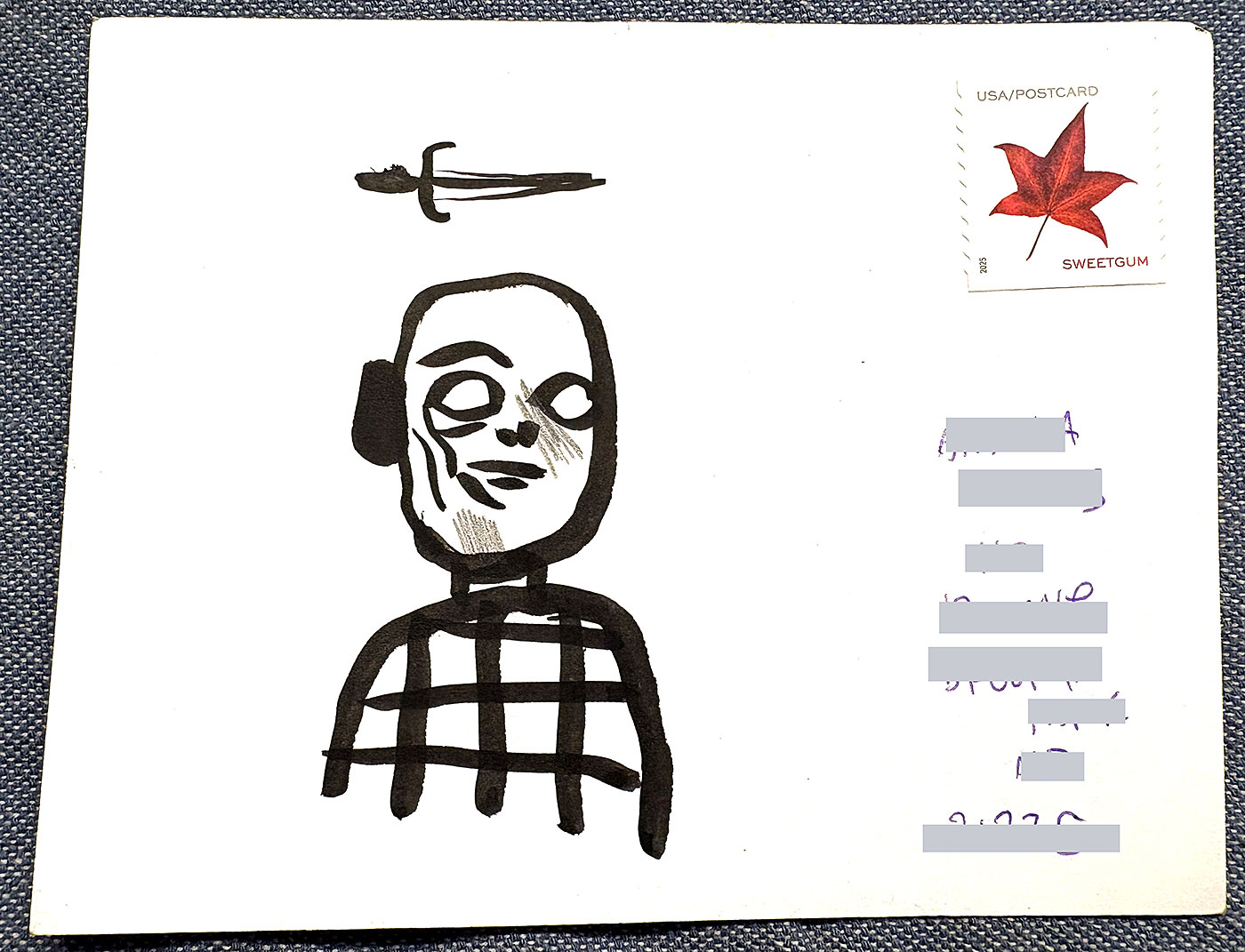 Postcard drawing sent to send cheer