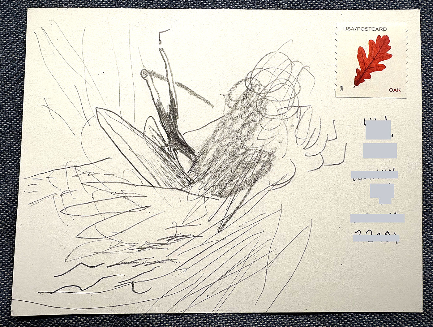 Postcard drawing sent to send cheer